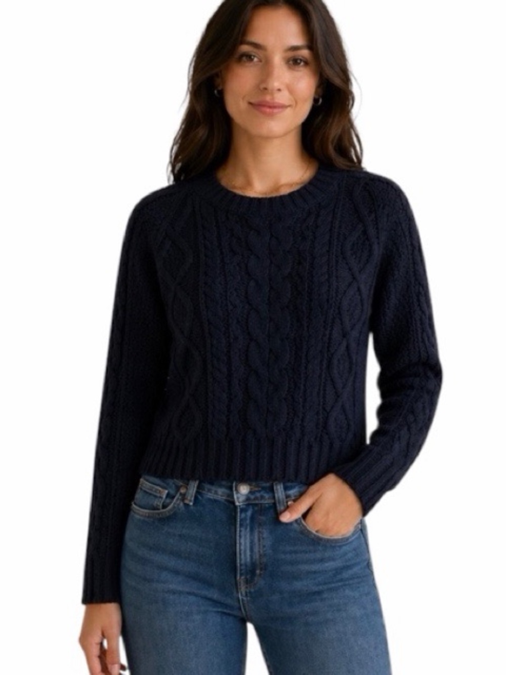 Garage Cable Knit Cropped Sweater